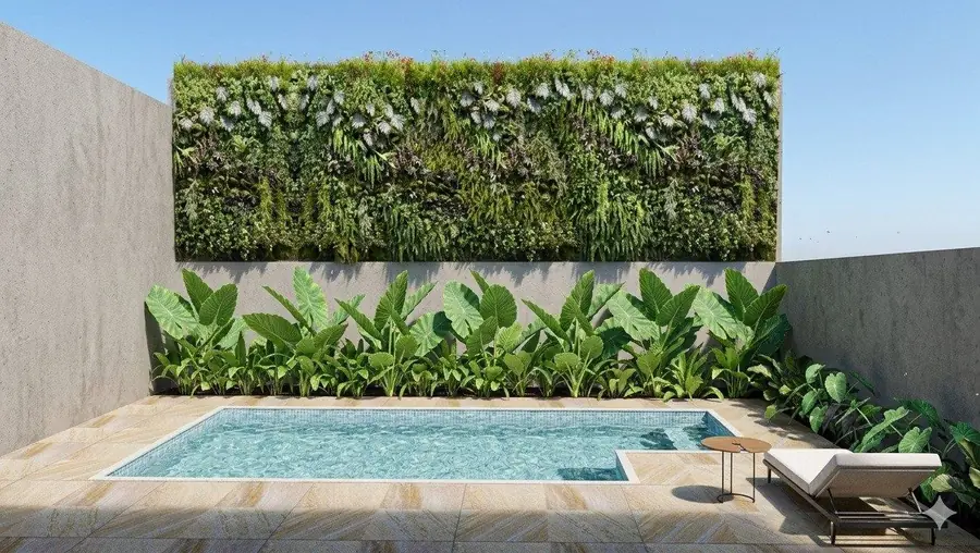 Render 3D projeto de paisagismo Verticalmente Verde