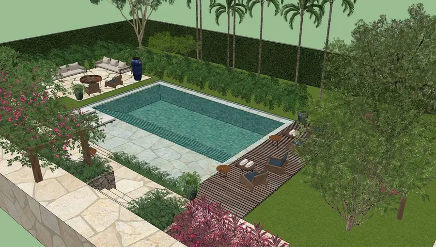Render 3D projeto de paisagismo Verticalmente Verde