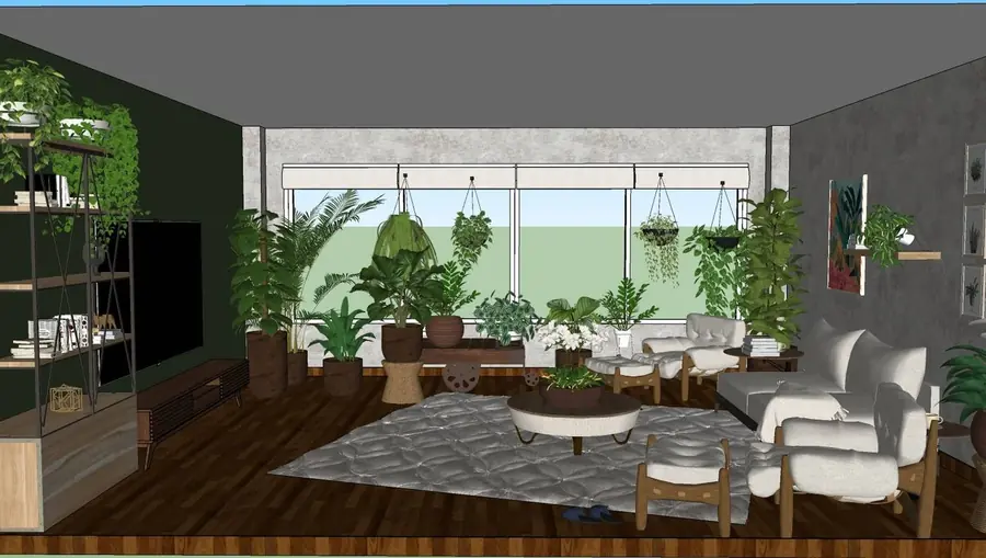 Render 3D projeto de paisagismo Verticalmente Verde