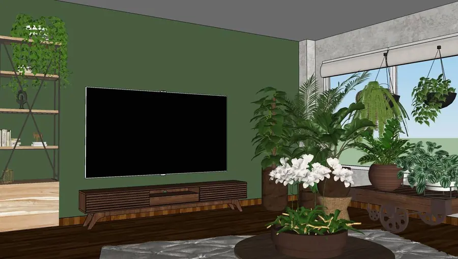 Render 3D projeto de paisagismo Verticalmente Verde